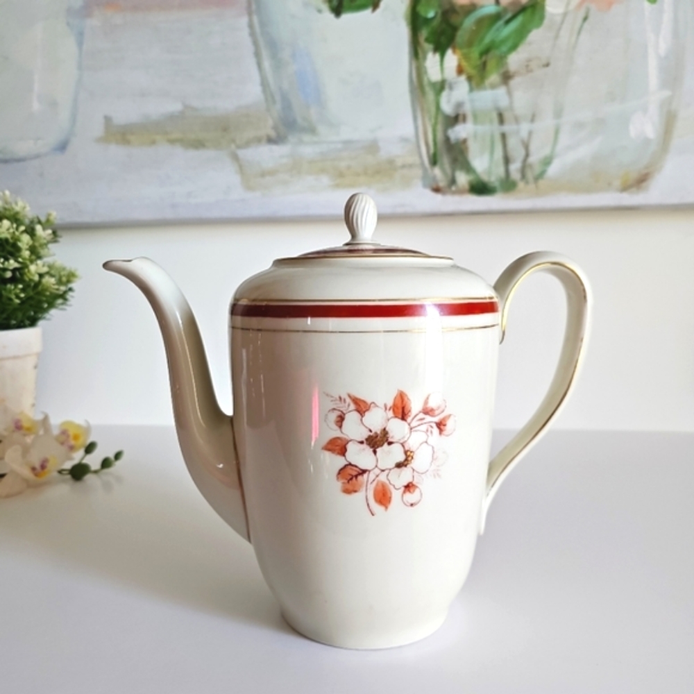 Vtg Krister Porzellan-Manufaktur 1920s KPM Floral Coffee/ Teapot w/Lid, Germany